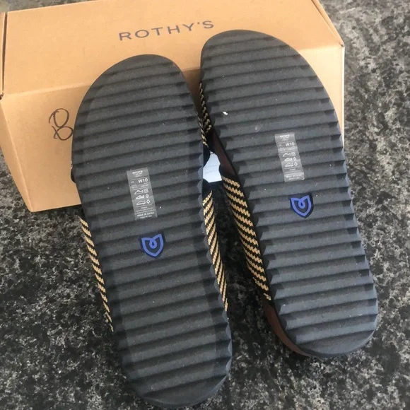 Rothy's Black and Gold Woven Slides - Picture 4 of 4